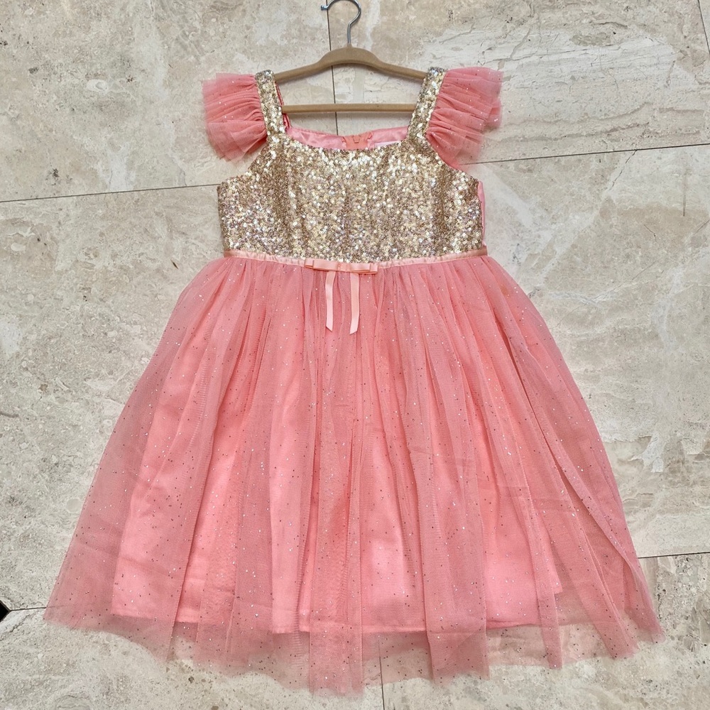 Popatu peach & gold sequin dress size 6